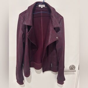 Grace & Lace Move Free Leather-Like Moto Jacket Bordeaux Size S